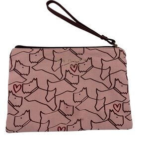 RADLEY LONDON Pink Makeup Purse Wristlet Golf cosmetic pouch dog lover zipper